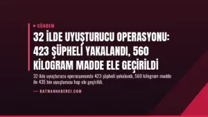 32 İlde Uyuşturucu Operasyonu: 423 Şüpheli Yakalandı, 560 Kilogram Madde Ele Geçirildi