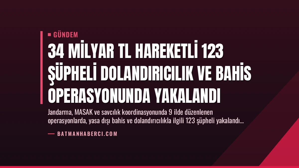 34 Milyar TL Hareketli 123 Şüpheli Dolandırıcılık ve Bahis Operasyonunda Yakalandı