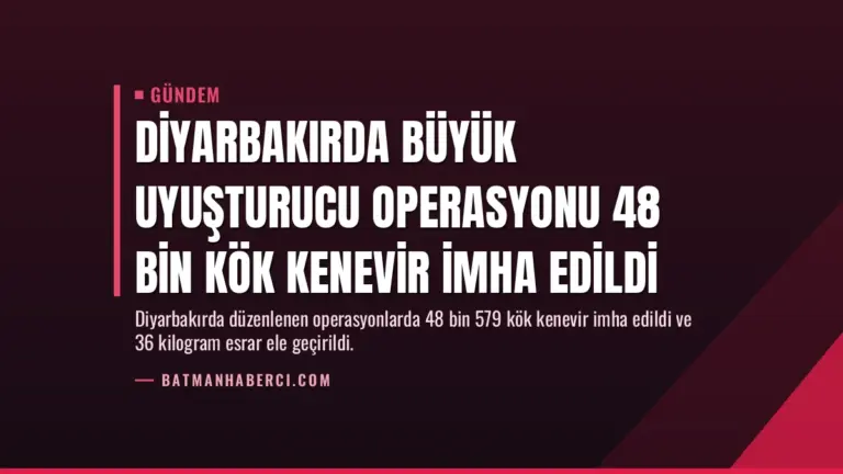 Diyarbakırda Büyük Uyuşturucu Operasyonu 48 Bin Kök Kenevir İmha Edildi