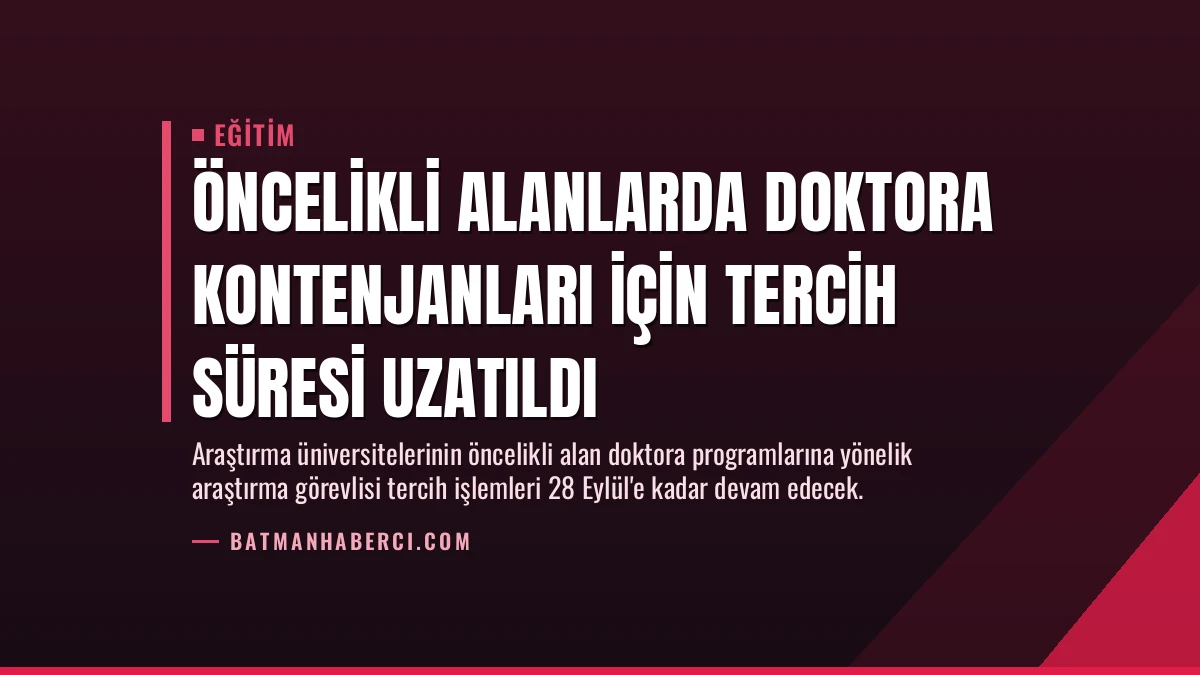 Öncelikli Alanlarda Doktora Kontenjanları İçin Tercih Süresi Uzatıldı