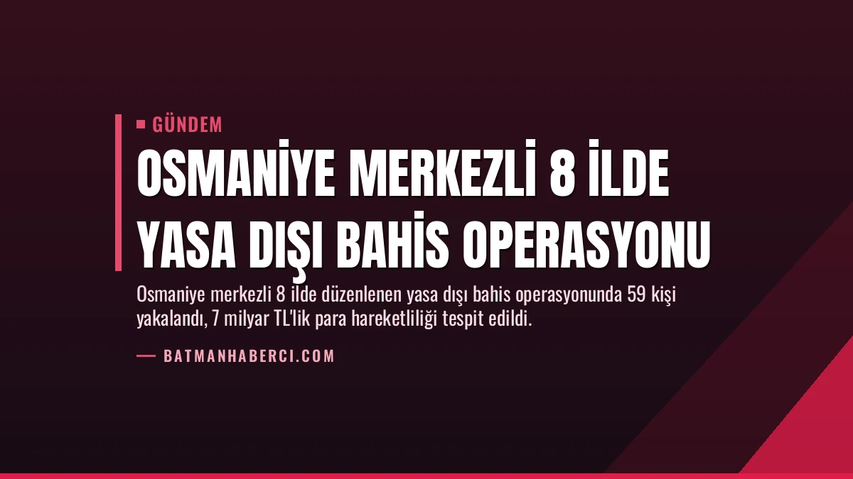 Osmaniye Merkezli 8 İlde Yasa Dışı Bahis Operasyonu