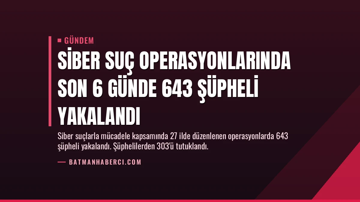 Siber Suç Operasyonlarında Son 6 Günde 643 Şüpheli Yakalandı
