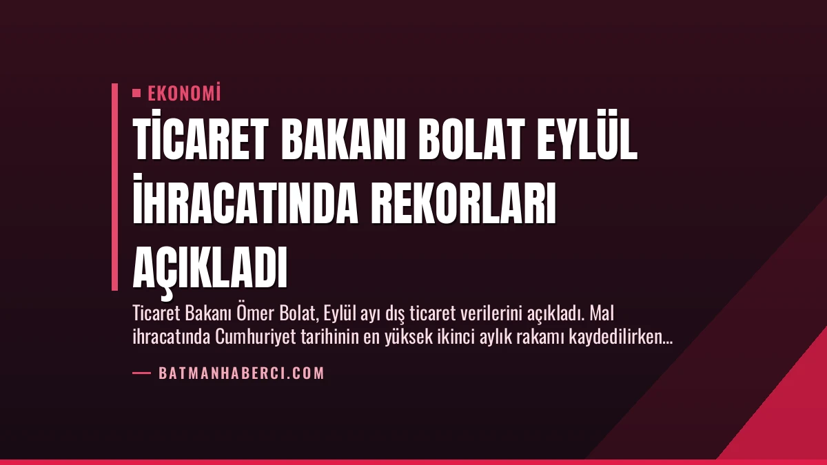 Ticaret Bakanı Bolat Eylül İhracatında Rekorları Açıkladı